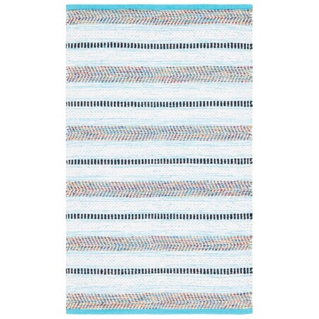 Safavieh 4 x 6 ft. Montauk Contemporary Flat Weave Rectangle Rug Turquoise & Ivory MTK702K-4